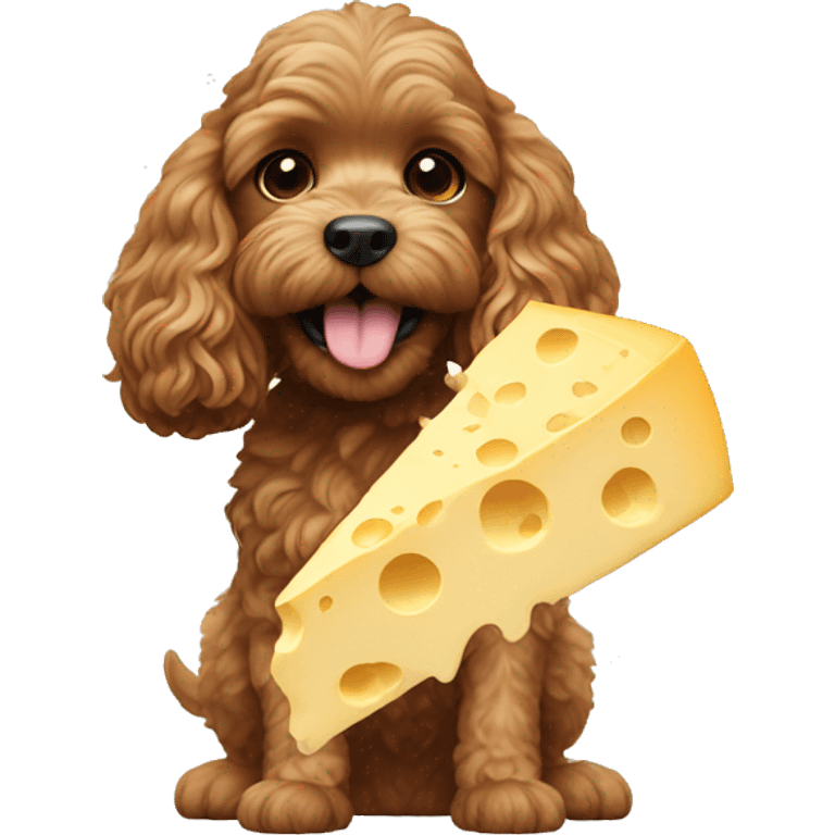 Cockapoo eating cheese emoji