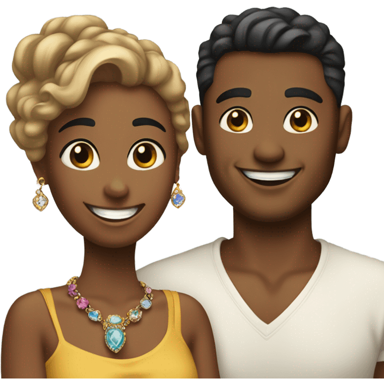 happy couple only girl with jewelry emoji