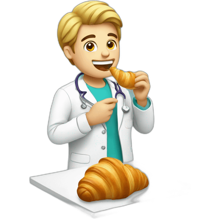 a dentist eating a croissant emoji