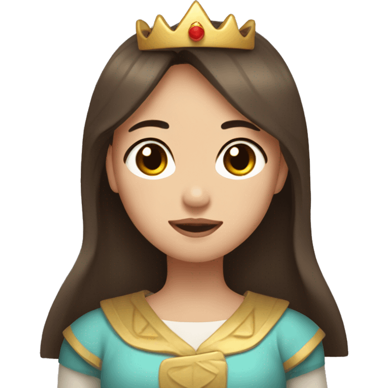 Chinese girl with long brown hair, brown eyes, triangular shaped face, and with a crown on her head emoji