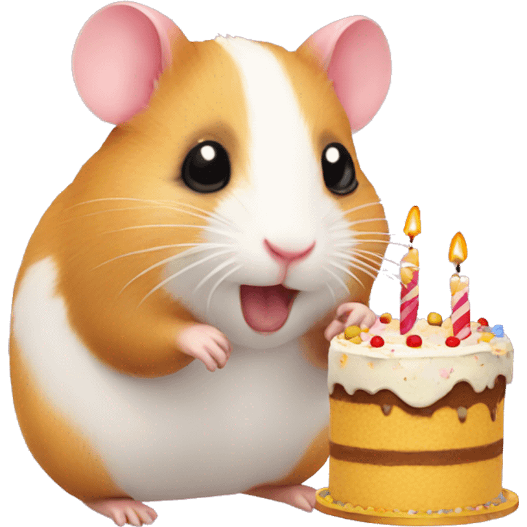 Birthday Hamster with a birthday cake  emoji