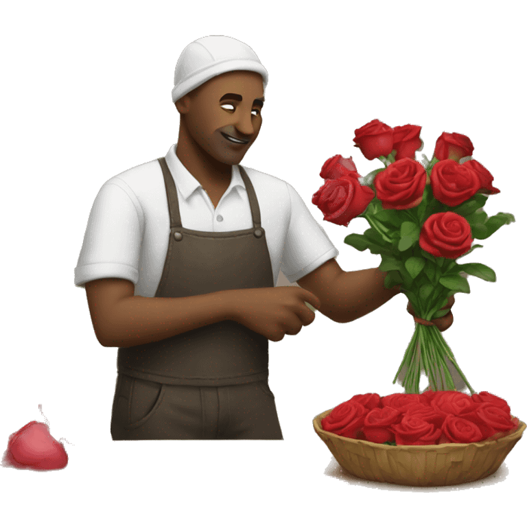 man peeling roses emoji