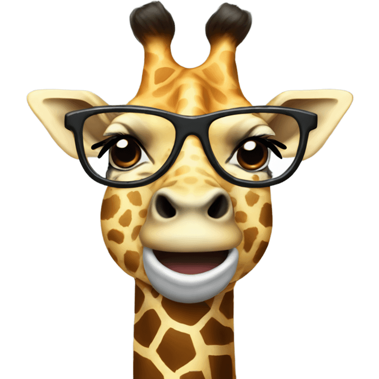 giraffe with glasses tongue emoji