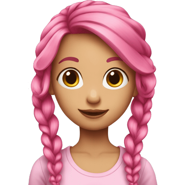 Girl with pink hairs ponytail emoji