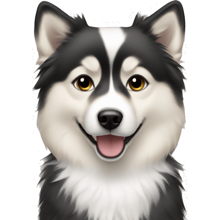 blonde girl with black and white pomsky  emoji