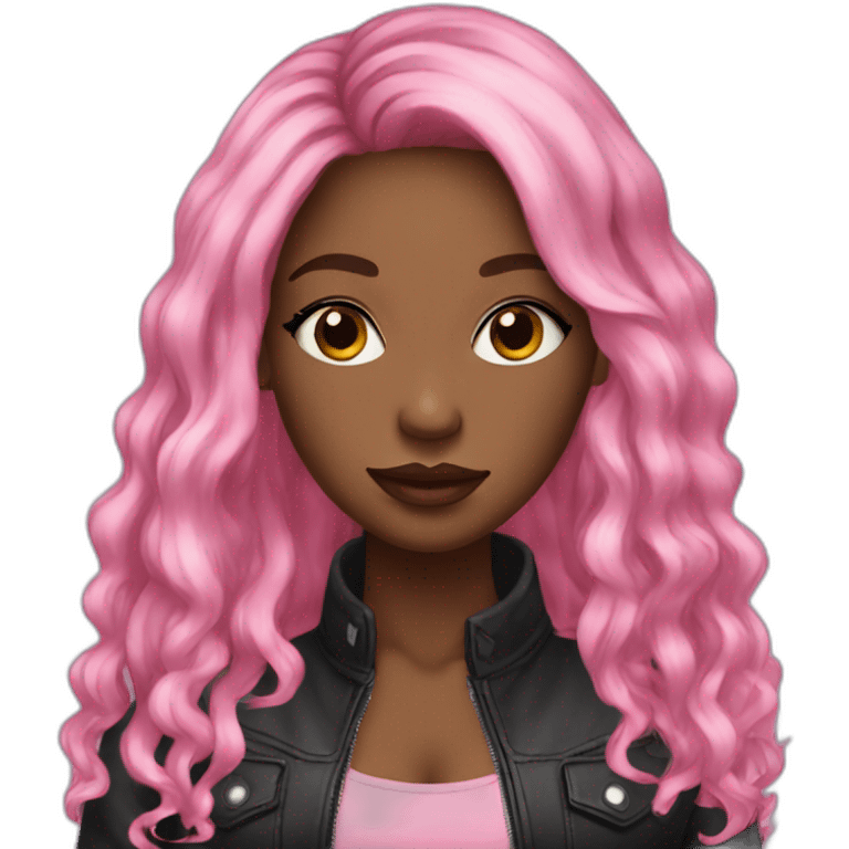 Young Black women pink lips long hair emoji