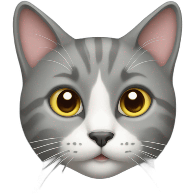 Grey cat with heart shaped nose emoji