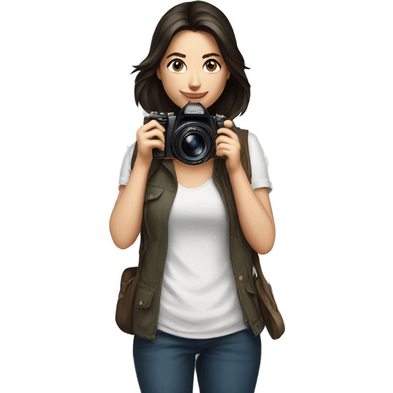 woman photographer fujifilm camera taking photo brunette emoji