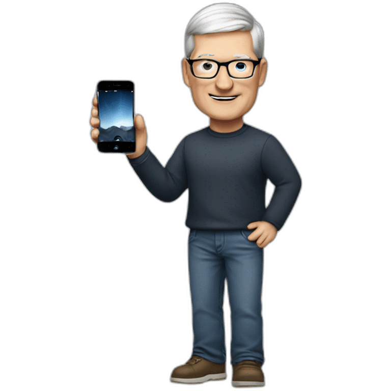 tim cook holding an iphone emoji