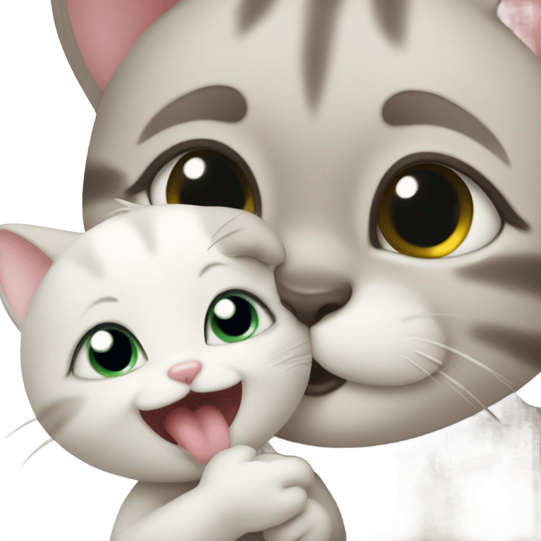 Cat kissing baby emoji