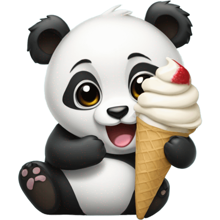 Panda eating ice cream emoji