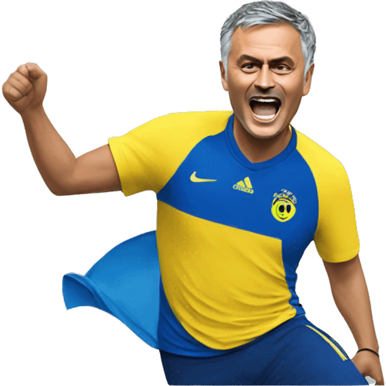 Jose mourinho celebrating with yellow blue tshirt emoji