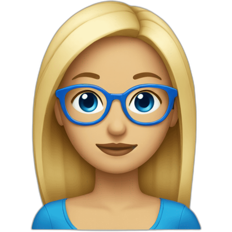 chica rubia con pelo largo y ojos azules con gafas emoji