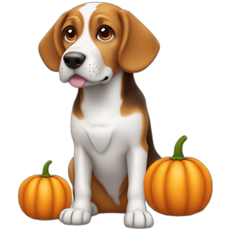 wise beagle dog with pumpkin emoji