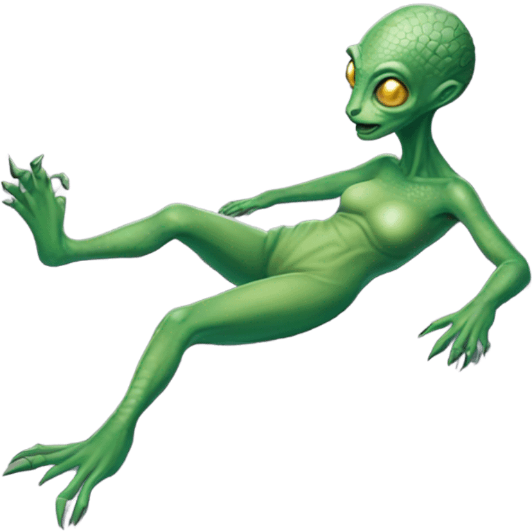 a Reptilian alien woman, full body, sleeping emoji