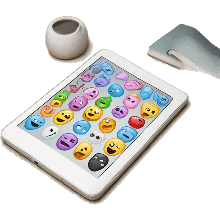 An electronic book. Tablet on the table  emoji