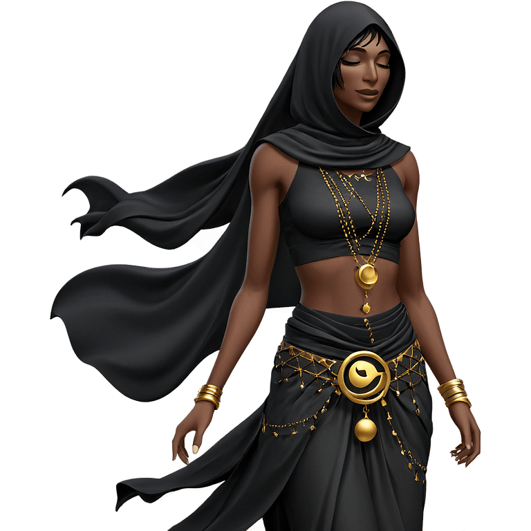 serene dark-skinned girl under moon emoji