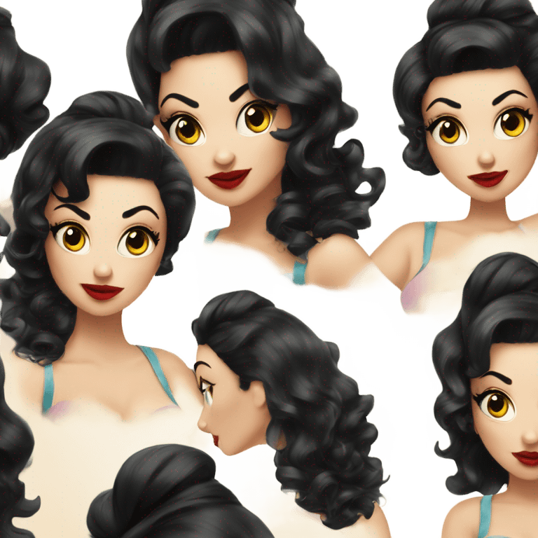 PIN up girl with black hair curvy  emoji