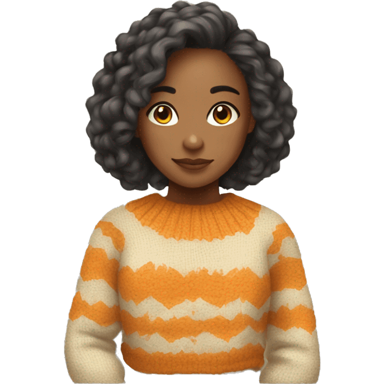 cozy light skin girl in fall sweater emoji