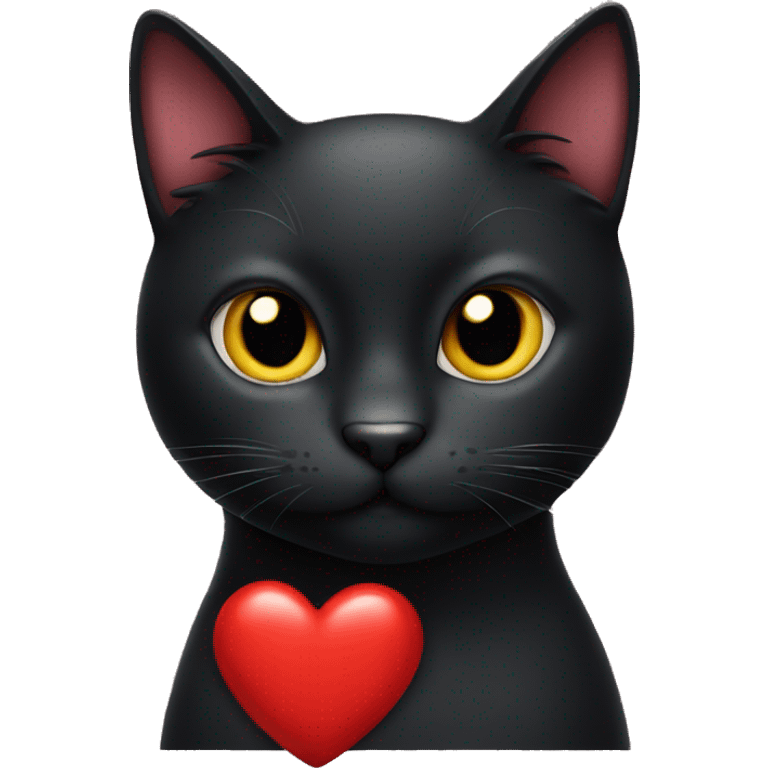 Black cat with red heart emoji