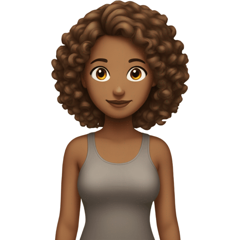 A brown girl standing next to a mixed girl with curly brown hair  emoji