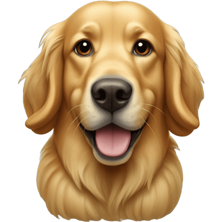 A golden retriever with walrus teeth emoji