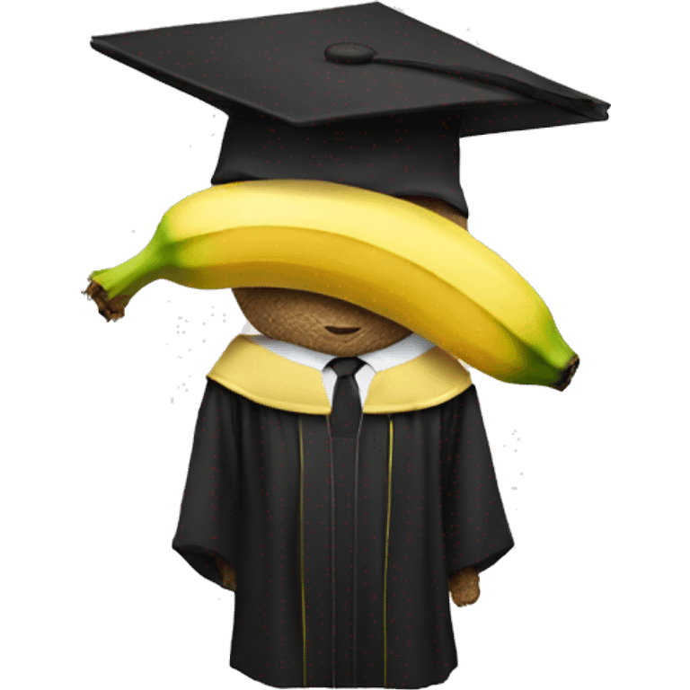 A banana dressed in a graduation robe emoji