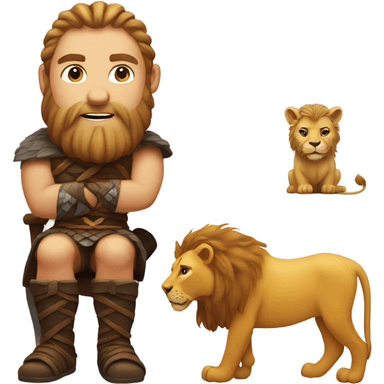 Viking sitting on a lion cub emoji