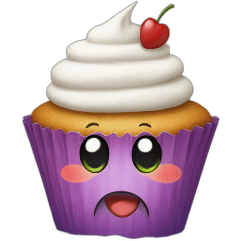 Un cupcake avec un verre d'eau au-dessus emoji