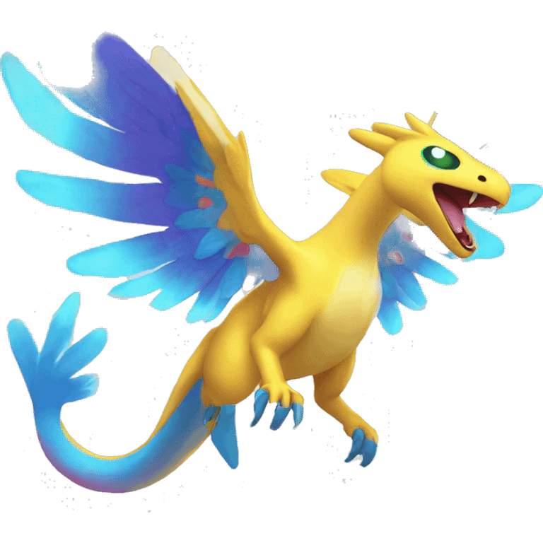 Celestial Colorful Vibrant Colors Flying Advanced Fakémon-Legendary-Pokémon-Creature Full Body emoji