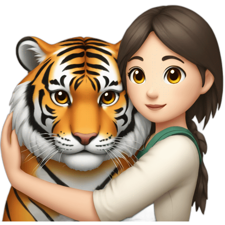 Tiger in arm of Japanese  girl  emoji