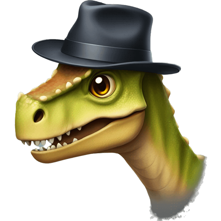 Dinosaur with a hat emoji