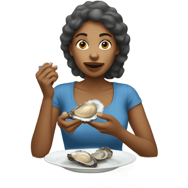 Woman eating an oyster emoji