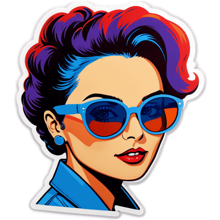 Pop art women with blue hear with sunglasses  emoji