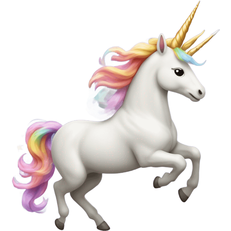 Flying unicorn with rainbow horn emoji