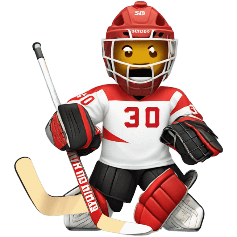 Hockey goalie with number 30 on his jersey emoji