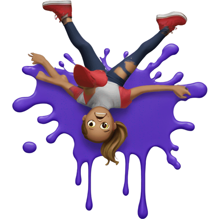 girl falling on puddle of paint on legs emoji