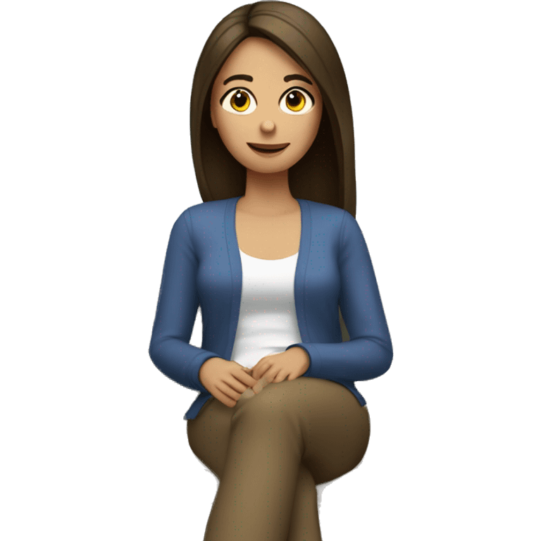 Brunette with straight hair relaxing watching TV emoji