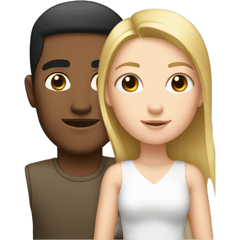 Brown man with short white girl emoji