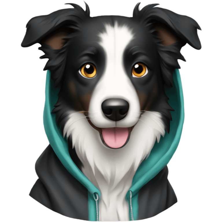 border collie short hair wearing a hoodie emoji