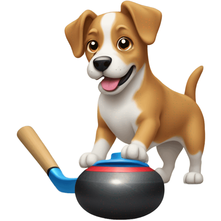 Dog playing curling emoji