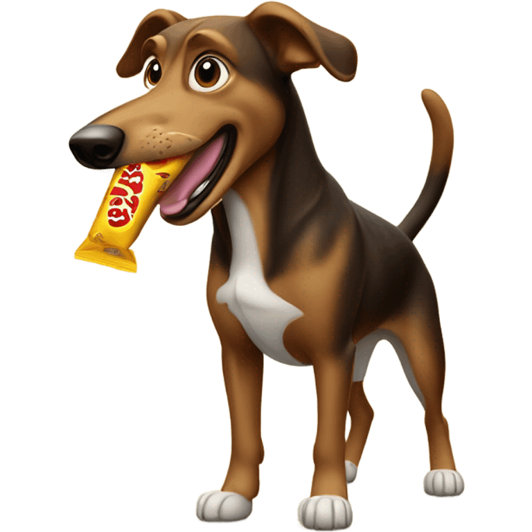 Dog eating a slim Jim ￼ emoji