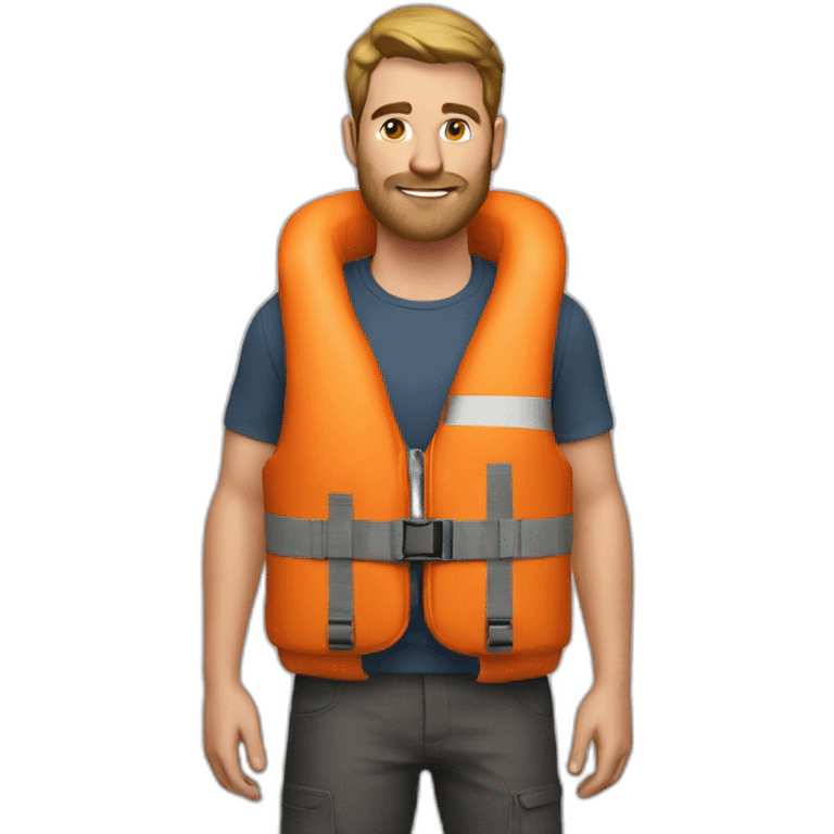 Bike guy orange life vest emoji