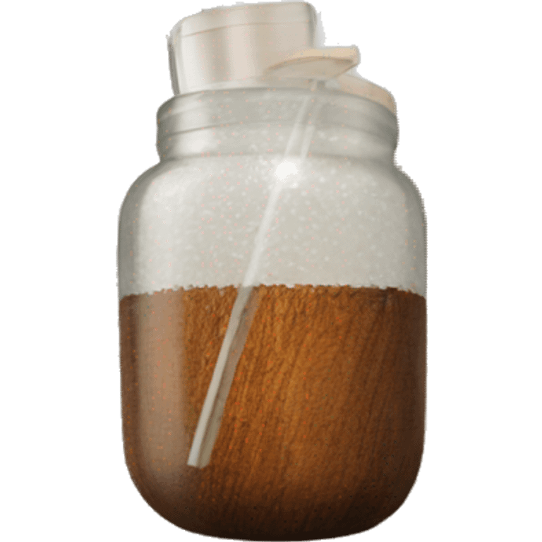 clear textured glass with wood lid and straw emoji