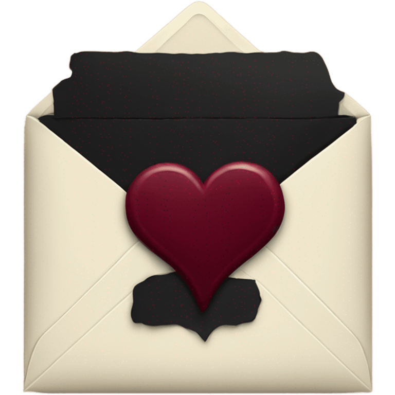 black envelope with burgundy wax heart seal emoji