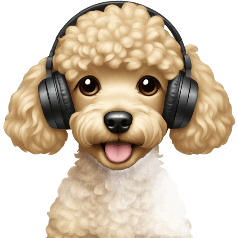 Blonde toy poodle with headphones on emoji