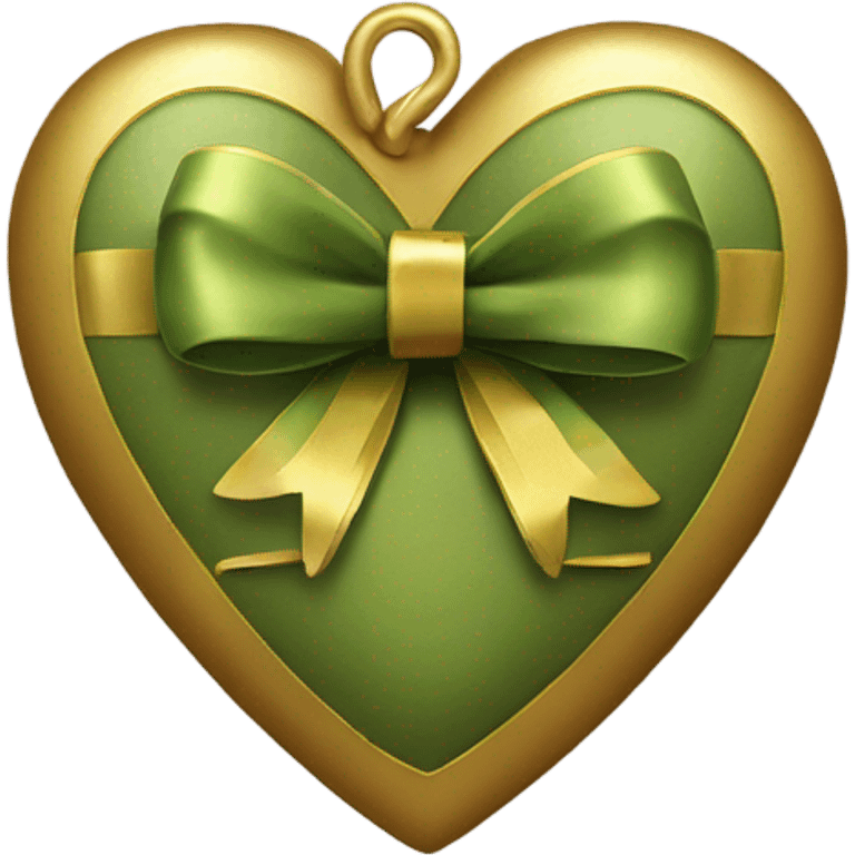 olive heart with gold bow emoji