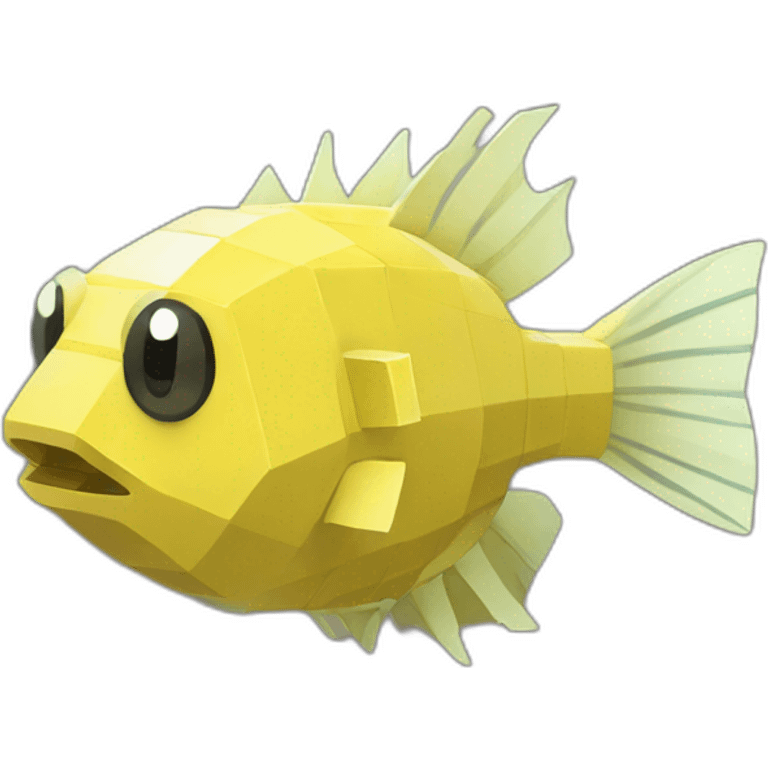 cube yellow fugu fish with two fins and tail in minecraft style full size emoji