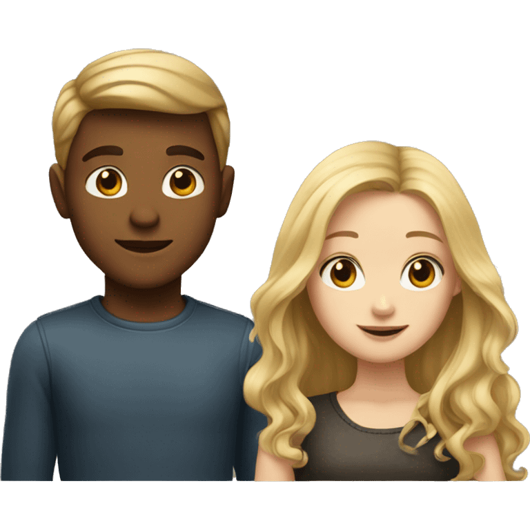 A boy with blonde hair, and a girl with long brown hair emoji