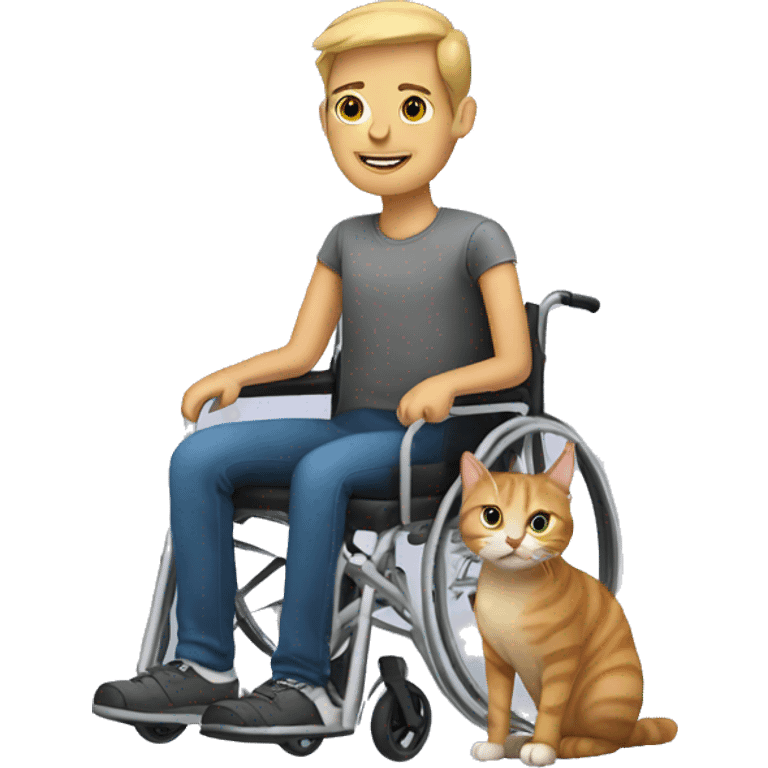 person in a wheelchair with a cat emoji